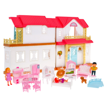 Interaktywny rozkładany domek z figurkami dla dzieci 3+ Zabawa w dom 4 pokoje